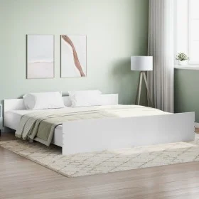 Bed frame with headboard and footboard white 180x200 cm by , Beds and slatted bases - Ref: Foro24-3203768, Price: 167,55 €, D...