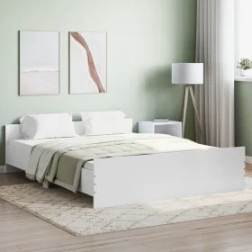 Bed frame with headboard and footboard white 160x200 cm by , Beds and slatted bases - Ref: Foro24-3203761, Price: 127,34 €, D...