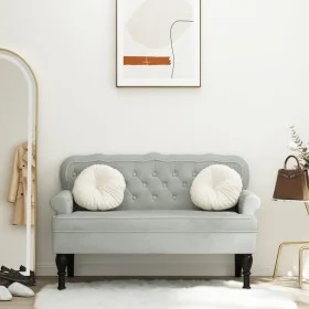 Banco con respaldo terciopelo gris claro 119,5x64,5x75 cm by , Banks - Ref: Foro24-372156, Price: 167,32 €, Discount: %