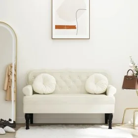 Banco con respaldo terciopelo color crema 119,5x64,5x75 cm de , Bancos - Ref: Foro24-372163, Precio: 198,59 €, Descuento: %