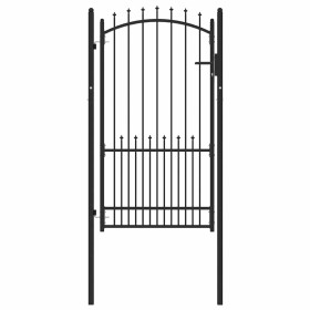 Puerta de cerca con cerradura Negro 100 x 175 cm