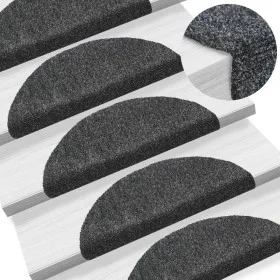 Stair tread mat 15 units, dark gray punched fabric, 56x17x3cm by vidaXL, Stair mats - Ref: Foro24-132691, Price: 40,74 €, Dis...