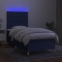 Cama box spring colchón y luces LED tela azul 80x200 cm de , Camas y somieres - Ref: Foro24-3135395, Precio: 324,96 €, Descue...