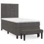 Box spring bed with dark gray velvet mattress 100x200 cm by , Beds and slatted bases - Ref: Foro24-3137828, Price: 355,26 €, ...