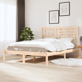 Estructura de cama sin colchón madera maciza pino 140x190 cm Estructura de cama sin colchón madera maciza pino 140x190 cm