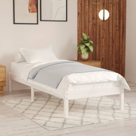 Estructura de cama individual madera maciza blanco 90x190 cm