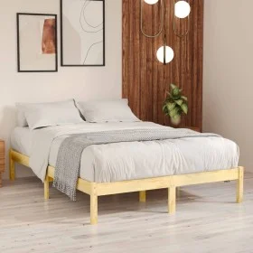 Solid pine wood bed frame 140x190 cm by , Beds and slatted bases - Ref: Foro24-809997, Price: 74,79 €, Discount: %