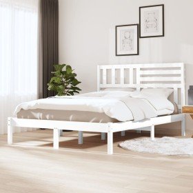 Estructura cama doble sin colchón madera pino blanco 140x190 cm Estructura cama doble sin colchón madera pino blanco 140x190 cm