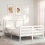Estructura de cama con cabecero madera maciza blanco 140x200 cm de , Camas y somieres - Ref: Foro24-3194052, Precio: 150,34 €...