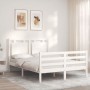 Weißer Massivholzbettrahmen mit Kopfteil 140x200 cm von , Betten und Lattenroste - Ref: Foro24-3194052, Preis: 152,28 €, Raba...