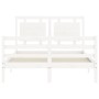 White solid wood bed frame with headboard 140x200 cm by , Beds and slatted bases - Ref: Foro24-3194052, Price: 152,28 €, Disc...