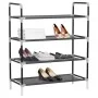 Shoe rack with 4 metal shelves and black non-woven textile. by vidaXL, Shoe racks and shoe organizers - Ref: Foro24-245628, P...