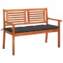 2-Sitzer-Gartenbank aus massivem Eukalyptusholz und Kissen 120 cm von , Gartenbänke - Ref: Foro24-3060984, Preis: 193,42 €, R...