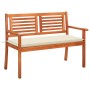 2-Sitzer-Gartenbank aus massivem Eukalyptusholz und Kissen 120 cm von , Gartenbänke - Ref: Foro24-3060971, Preis: 184,59 €, R...