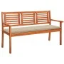 3-Sitzer-Gartenbank aus massivem Eukalyptusholz und Kissen 150 cm von , Gartenbänke - Ref: Foro24-3060999, Preis: 184,65 €, R...