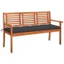 3-Sitzer-Gartenbank aus massivem Eukalyptusholz und Kissen 150 cm von , Gartenbänke - Ref: Foro24-3061011, Preis: 192,87 €, R...