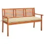 3 seater garden bench solid eucalyptus wood and cushion 150 cm by , garden benches - Ref: Foro24-3061013, Price: 185,84 €, Di...