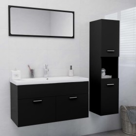 Juego de muebles de baño madera de ingeniería negro