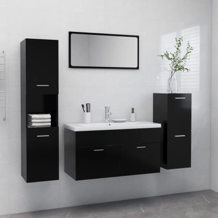 Conjunto de muebles de baño aglomerado negro de , Muebles de baño - Ref: Foro24-3071109, Precio: 374,45 €, Descuento: %