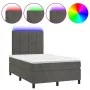 Box spring bed with mattress and LED dark gray velvet 120x200 cm by , Beds and slatted bases - Ref: Foro24-3136114, Price: 38...