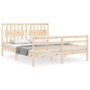 Bed frame with solid wood headboard 160x200 cm by , Beds and slatted bases - Ref: Foro24-3194321, Price: 152,39 €, Discount: %