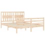 Bed frame with solid wood headboard 160x200 cm by , Beds and slatted bases - Ref: Foro24-3194321, Price: 152,39 €, Discount: %
