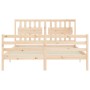Bed frame with solid wood headboard 160x200 cm by , Beds and slatted bases - Ref: Foro24-3194321, Price: 152,39 €, Discount: %