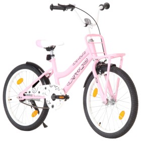 Bicicleta niños y portaequipajes delantero 20" rosa y negra