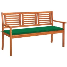 3 seater garden bench solid eucalyptus wood and cushion 150 cm by , garden benches - Ref: Foro24-3061001, Price: 184,39 €, Di...