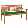 3-Sitzer-Gartenbank aus massivem Eukalyptusholz und Kissen 150 cm von , Gartenbänke - Ref: Foro24-3061001, Preis: 184,39 €, R...