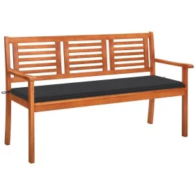 3 seater garden bench solid eucalyptus wood and cushion 150 cm by , garden benches - Ref: Foro24-3060996, Price: 191,86 €, Di...