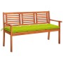 3 seater garden bench solid eucalyptus wood and cushion 150 cm by , garden benches - Ref: Foro24-3061022, Price: 192,22 €, Di...