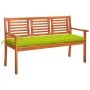 3-Sitzer-Gartenbank aus massivem Eukalyptusholz und Kissen 150 cm von , Gartenbänke - Ref: Foro24-3061022, Preis: 189,22 €, R...