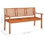 3-Sitzer-Gartenbank aus massivem Eukalyptusholz und Kissen 150 cm von , Gartenbänke - Ref: Foro24-3061022, Preis: 189,22 €, R...