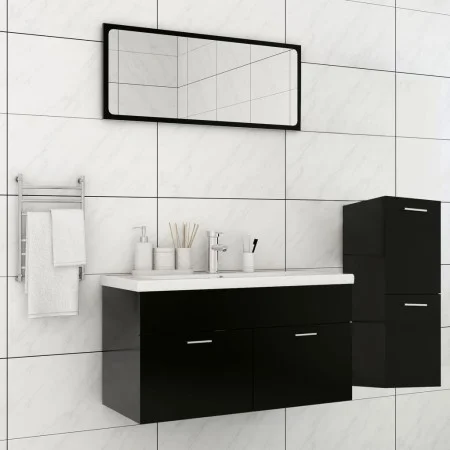 Juego de muebles de baño madera de ingeniería negro de , Muebles de baño - Ref: Foro24-3071469, Precio: 368,57 €, Descuento: %