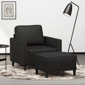 Armchair with stool black synthetic leather 60 cm by , Sofas - Ref: Foro24-3201117, Price: 185,28 €, Discount: %
