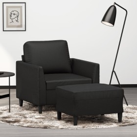 Schwarzer Kunstledersessel mit Hocker 60 cm von , Sofas - Ref: Foro24-3201117, Preis: 176,10 €, Rabatt: %