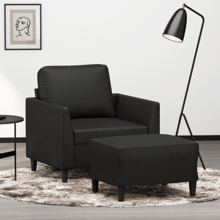 Schwarzer Kunstledersessel mit Hocker 60 cm von , Sofas - Ref: Foro24-3201117, Preis: 176,10 €, Rabatt: %