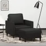 Armchair with stool black synthetic leather 60 cm by , Sofas - Ref: Foro24-3201117, Price: 185,28 €, Discount: %