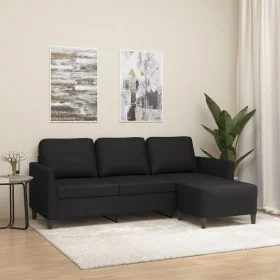 3-seater sofa with black synthetic leather stool 180 cm by , Sofas - Ref: Foro24-3201122, Price: 315,87 €, Discount: %