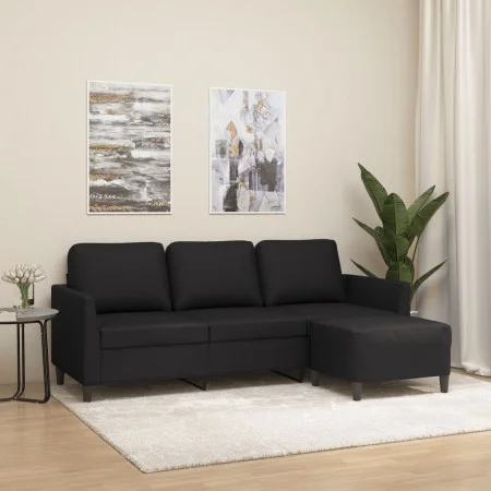 3-seater sofa with black synthetic leather stool 180 cm by , Sofas - Ref: Foro24-3201122, Price: 315,87 €, Discount: %