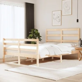 Solid pine wood bed frame 135x190 cm by , Beds and slatted bases - Ref: Foro24-3104981, Price: 121,94 €, Discount: %