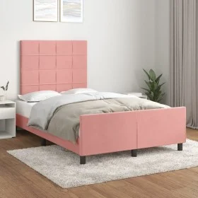Pink velvet bed frame with headboard 120x200 cm by , Beds and slatted bases - Ref: Foro24-3125750, Price: 187,19 €, Discount: %