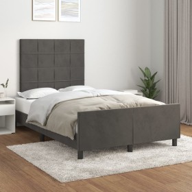 Estructura cama con cabecero terciopelo gris oscuro 120x200 cm de , Camas y somieres - Ref: Foro24-3125746, Precio: 180,52 €,...