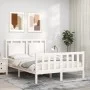 White solid wood bed frame with headboard 140x190 cm by , Beds and slatted bases - Ref: Foro24-3192147, Price: 153,03 €, Disc...