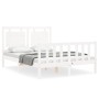 White solid wood bed frame with headboard 140x190 cm by , Beds and slatted bases - Ref: Foro24-3192147, Price: 157,95 €, Disc...