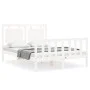 White solid wood bed frame with headboard 140x190 cm by , Beds and slatted bases - Ref: Foro24-3192147, Price: 153,03 €, Disc...