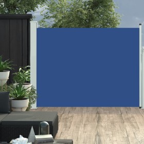 Toldo lateral retráctil de jardín azul 140x500 cm