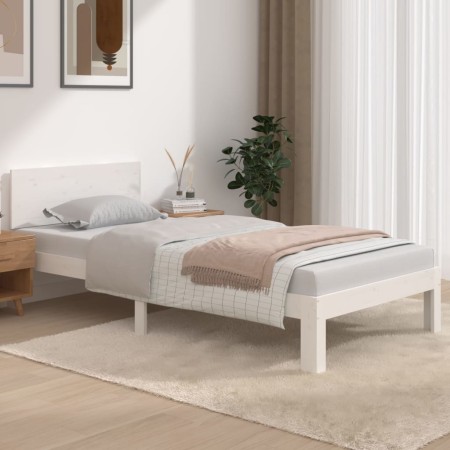 Weißer Einzelbettrahmen aus Massivholz, 90 x 190 cm von , Betten und Lattenroste - Ref: Foro24-810461, Preis: 115,51 €, Rabat...