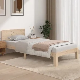 Solid wood bed frame 90x190 cm by , Beds and slatted bases - Ref: Foro24-810460, Price: 86,48 €, Discount: %